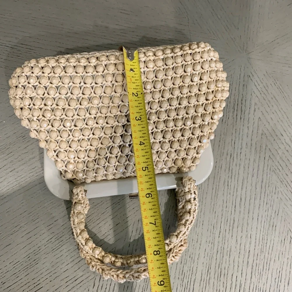 Vintage LEFCORT Elegant Cream Beaded Handbag - Picture 15 of 16